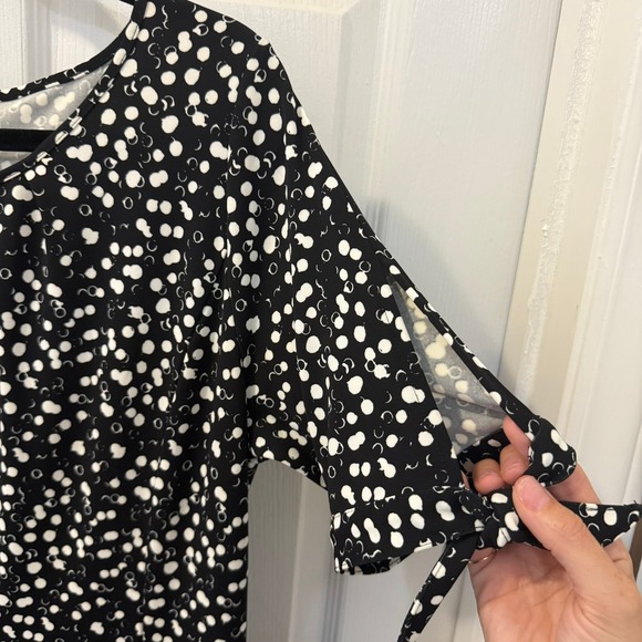 Talbots Petites‎ Black White Polka Dot Tie Sleeve Dress Size LP Large Classic - Picture 2 of 7
